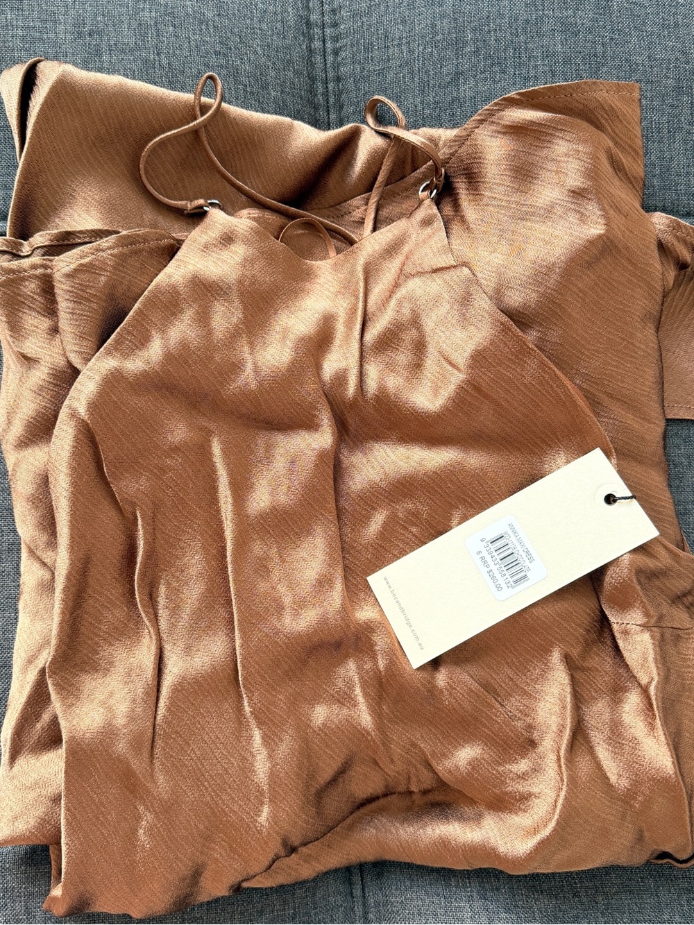 Bec & Bridge Copper-Brown Satin Backless Slip Dress - Picture 5 of 6